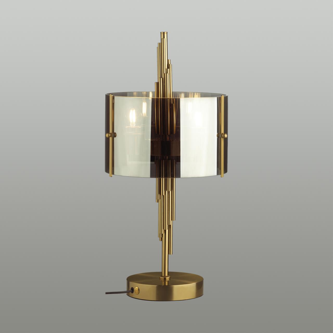 Настольная лампа ODEON LIGHT EXCLUSIVE MODERN Margaret бронзовый E27*2 10W плафон серый