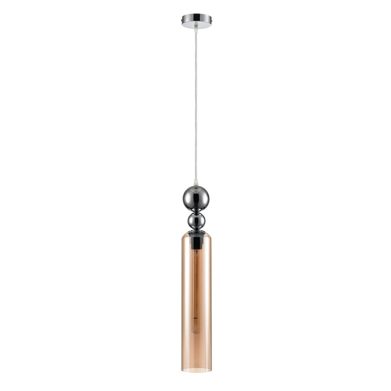 Светильник подвесной LUMION MODERNI LORENZO хром E27*1 10W плафон янтарный