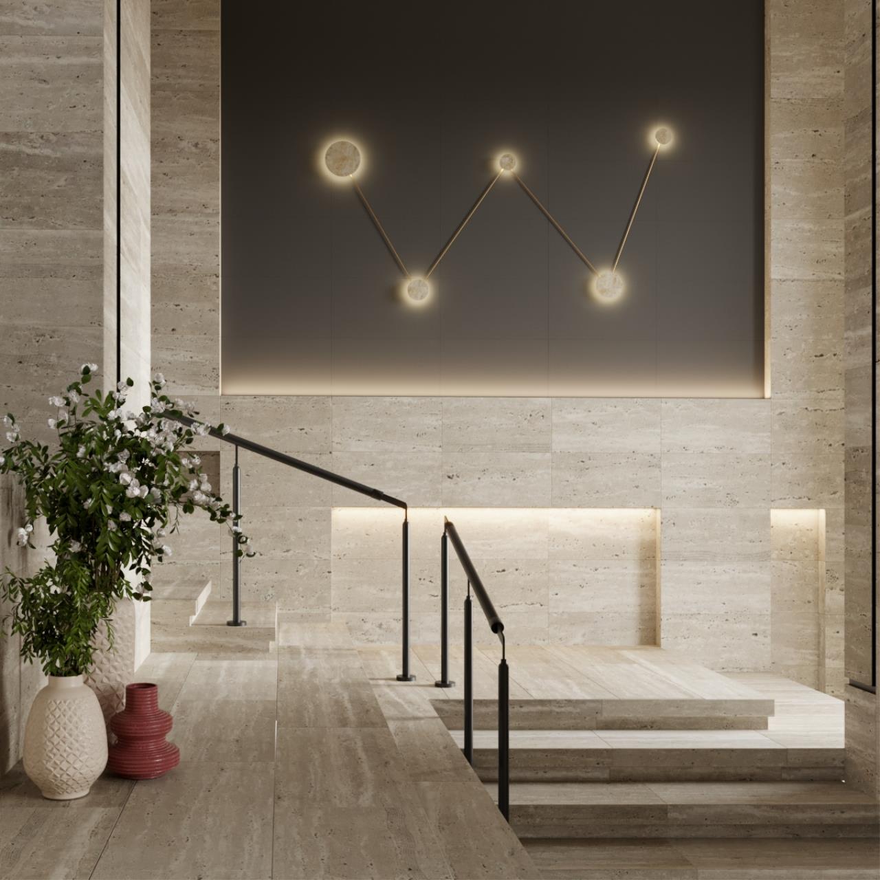 Настенный светильник ODEON LIGHT HIGHTECH TRAVERTINO бежевый LED*1 24W