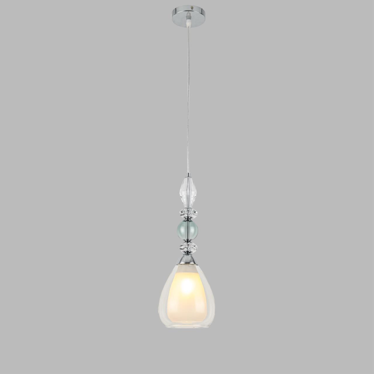 Подвес LUMION MODERNI GANNA хром E27*1 10W плафон белый; прозрачный