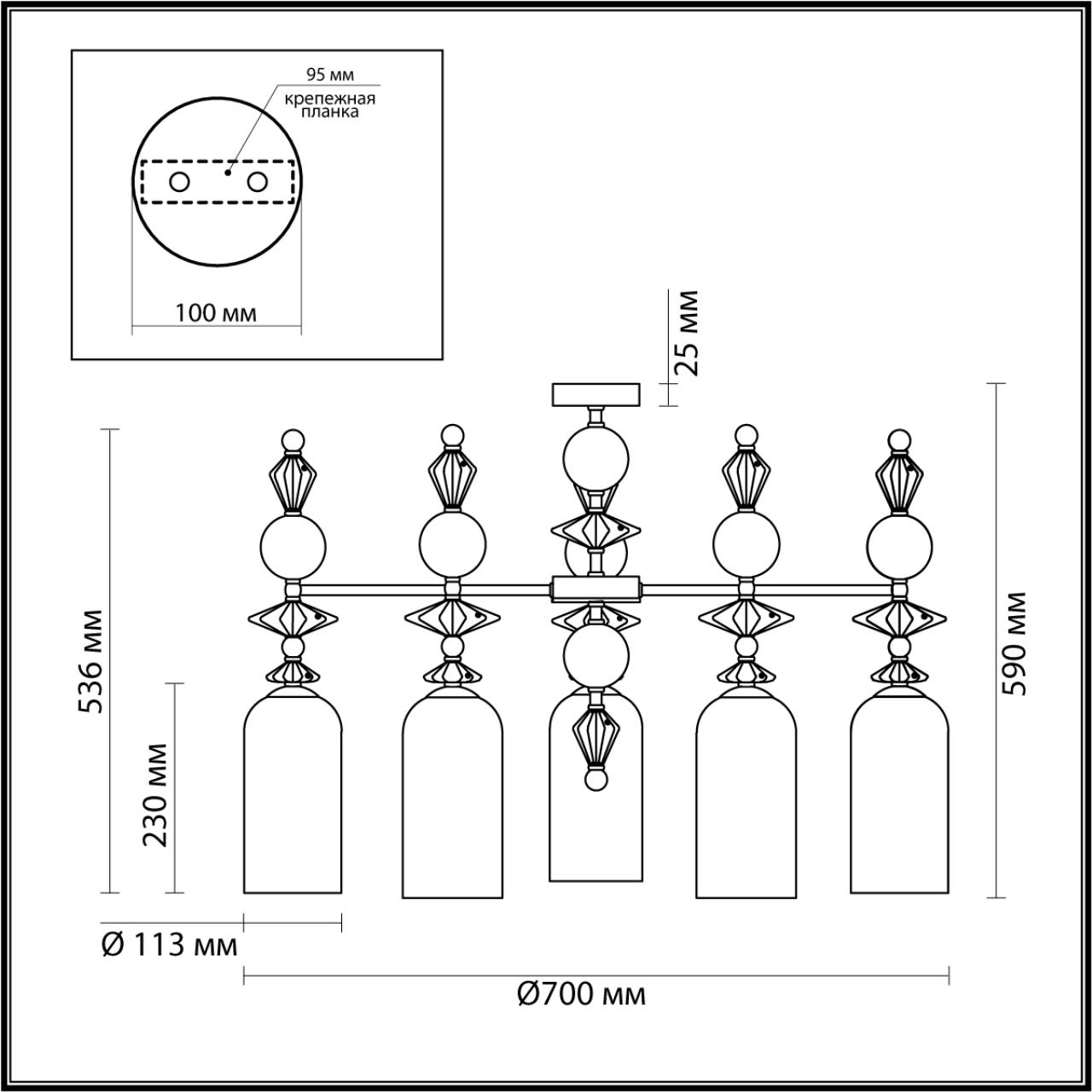 Люстра потолочная ODEON LIGHT EXCLUSIVE CLASSIC BIZET золотой E14*5 10W