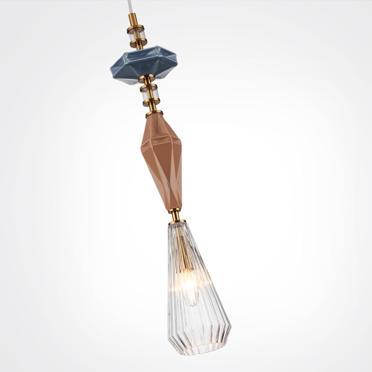 Подвес ODEON LIGHT EXCLUSIVE MODERN TERRA античная бронза, латунь, синийE14*1 10W плафон 127 мм