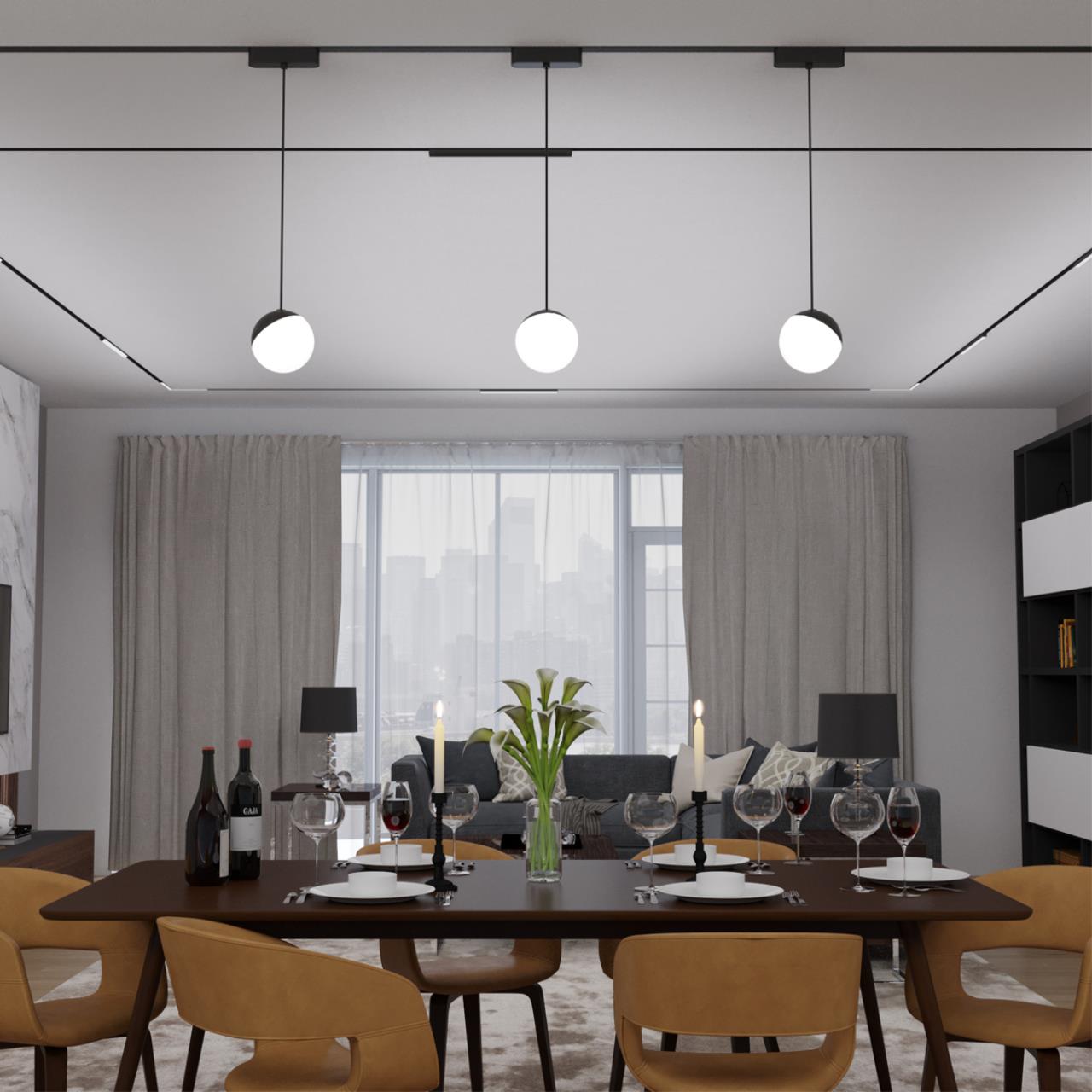 Подвес трековый светодиодный для низковольтного шинопровода NOVOTECH SHINO SMAL черный LED*1 10W 4000К плафон белый