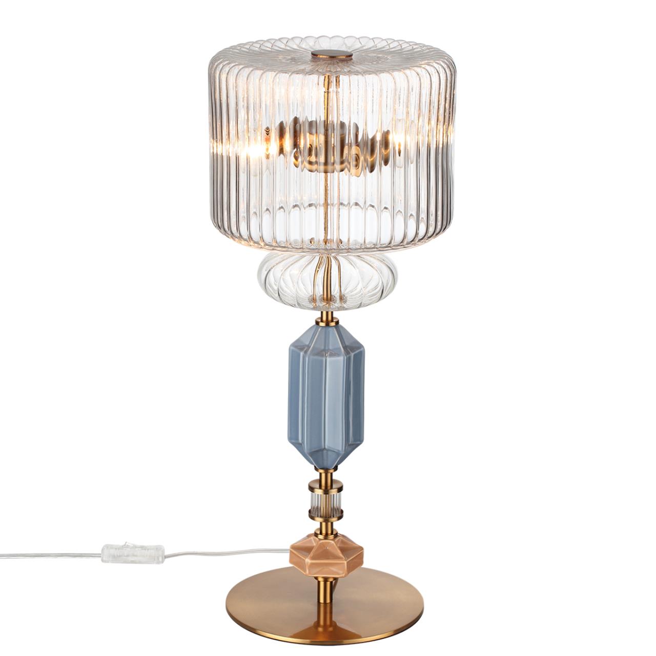 Настольная лампа ODEON LIGHT EXCLUSIVE MODERN TERRA античная бронза, латунь E14*2 10W плафон прозрачный