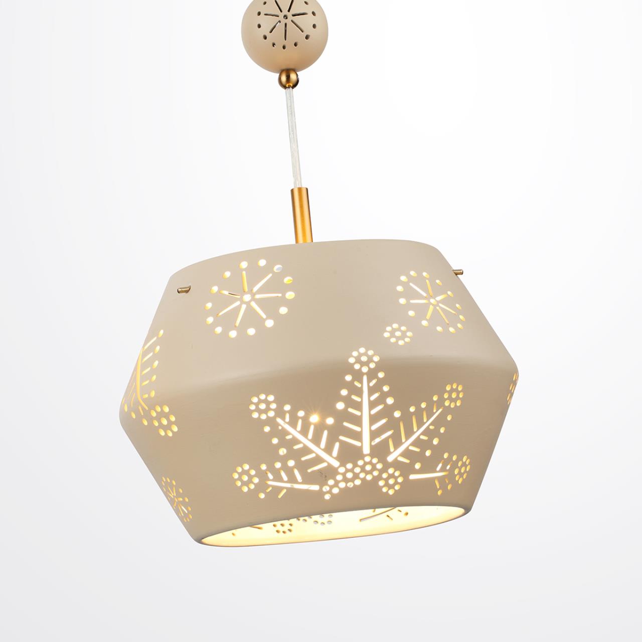 Подвес ODEON LIGHT EXCLUSIVE PENDANT KARELIA латунь E27*1 10W плафон бежевый