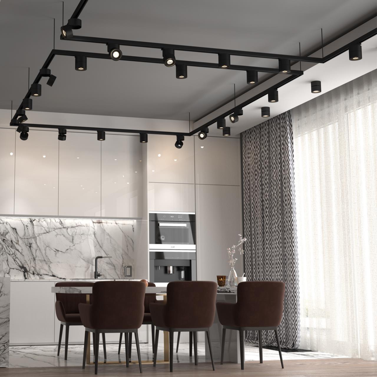 Трехфазный трековый светодиодный светильник NOVOTECH PORT GRODA черный LED*1 15W