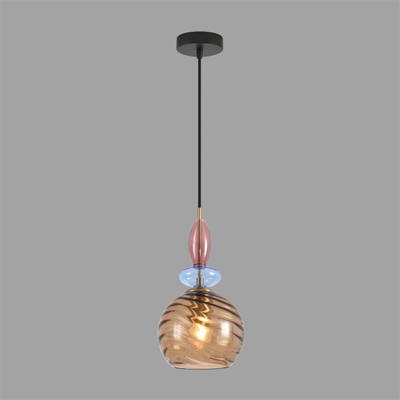 Подвес LUMION MODERNI WALMA черный E27*1 10W плафон янтарный; цветной