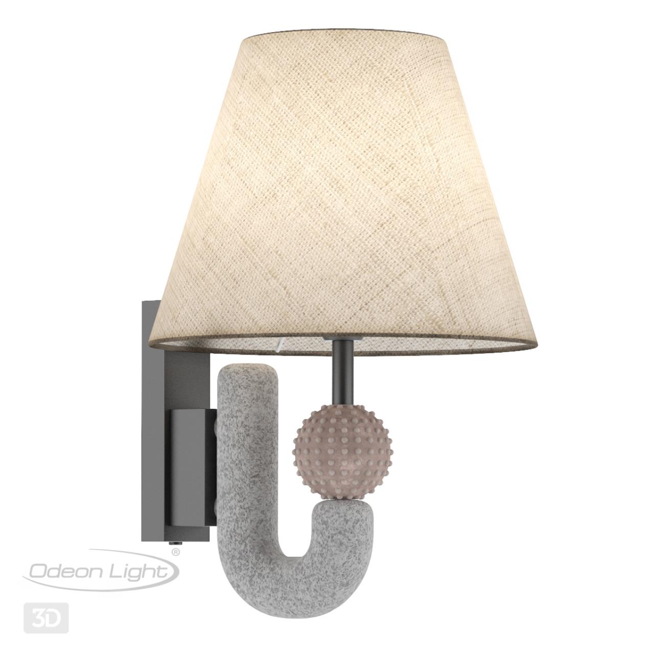 Бра ODEON LIGHT EXCLUSIVE MODERN Bagel черный E14*1 10W плафон бежевый