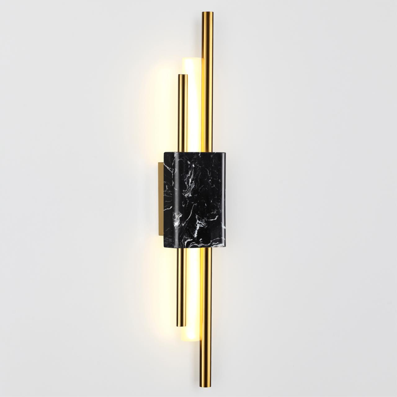 Настенный светильник ODEON LIGHT MIDCENT MARMI золотой, черный мрамор LED*1 1*10W 3000К плафон