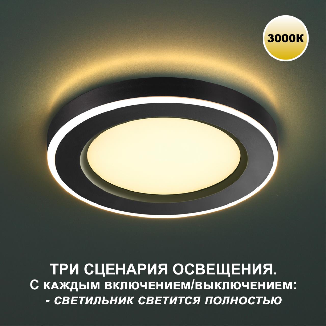 Светильник встраиваемый светодиодный (три сценария работы) NOVOTECH SPOT SPAN черный LED*1 12W+4W 3000К
