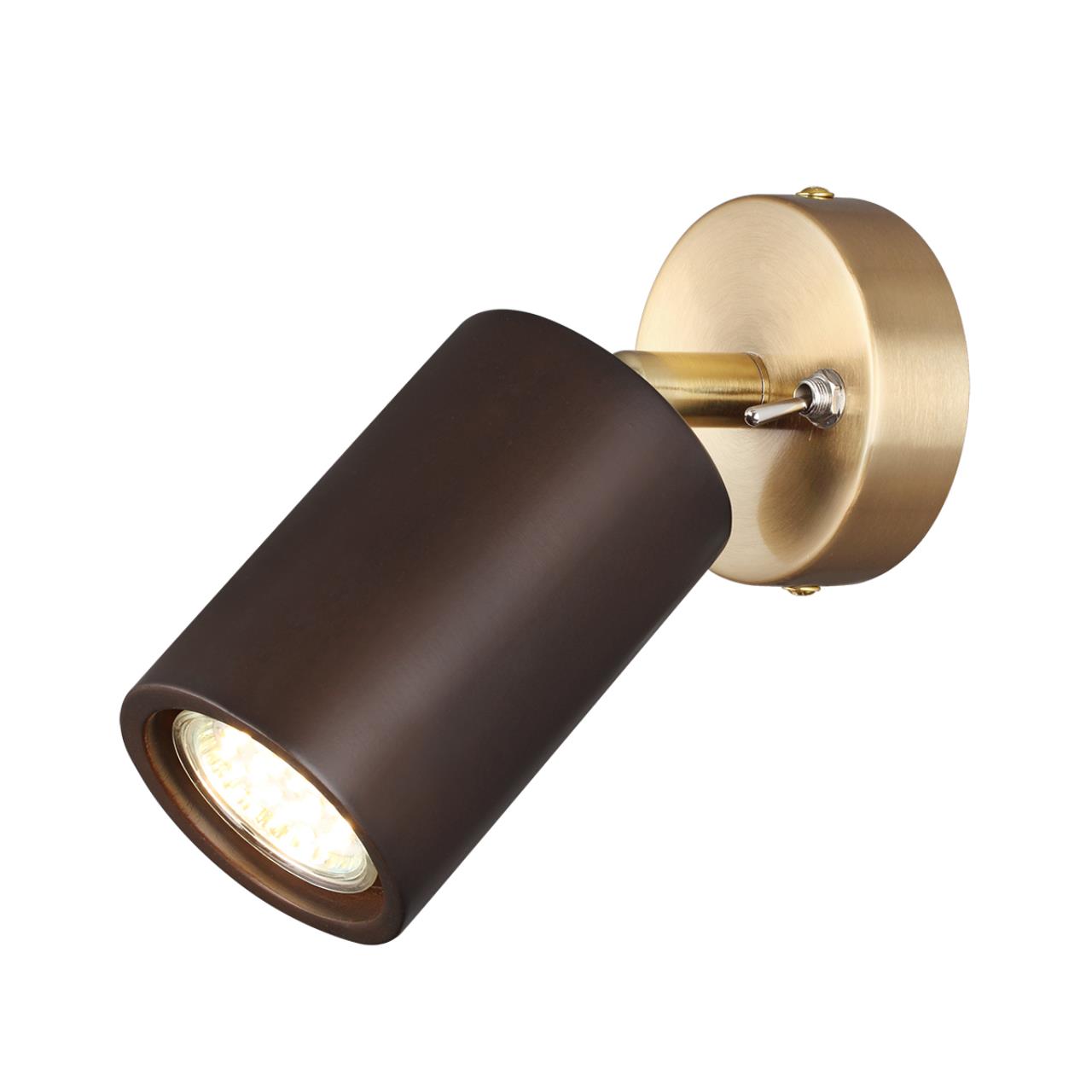 Настенный светильник ODEON LIGHT MINIMA CAUCHO бронзовый GU10; LED*1 10W плафон коричневый