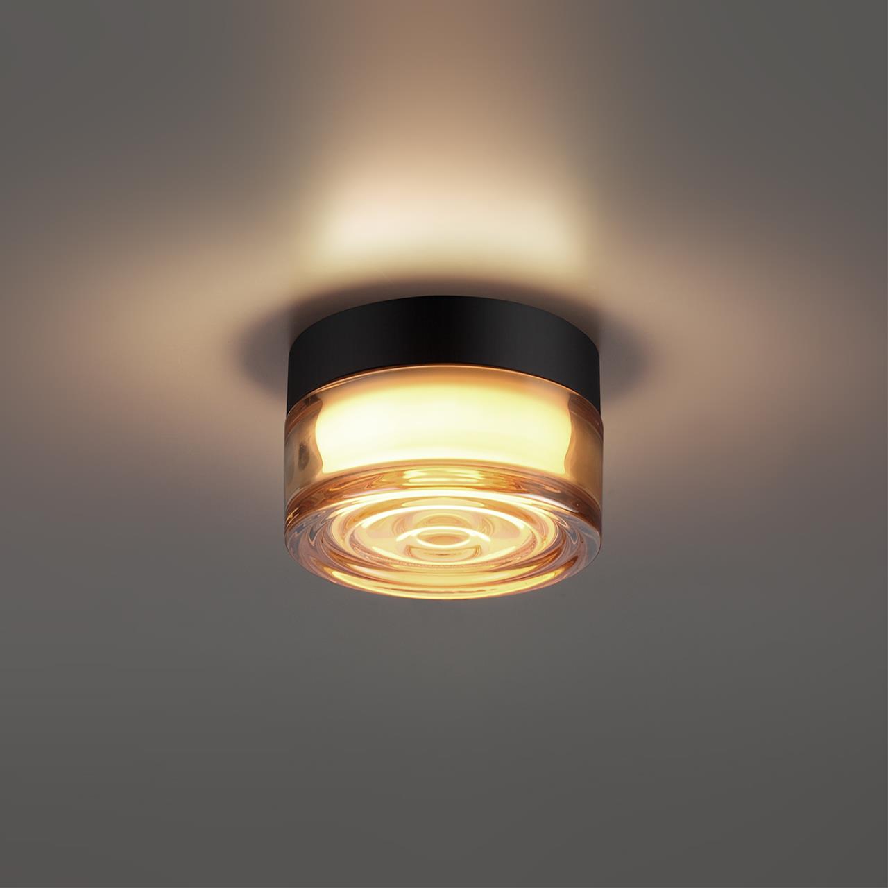 Настенный светильник ODEON LIGHT HIGHTECH RONDA черный LED*1 6W 2200/2700/3000К плафон прозрачный; янтарный