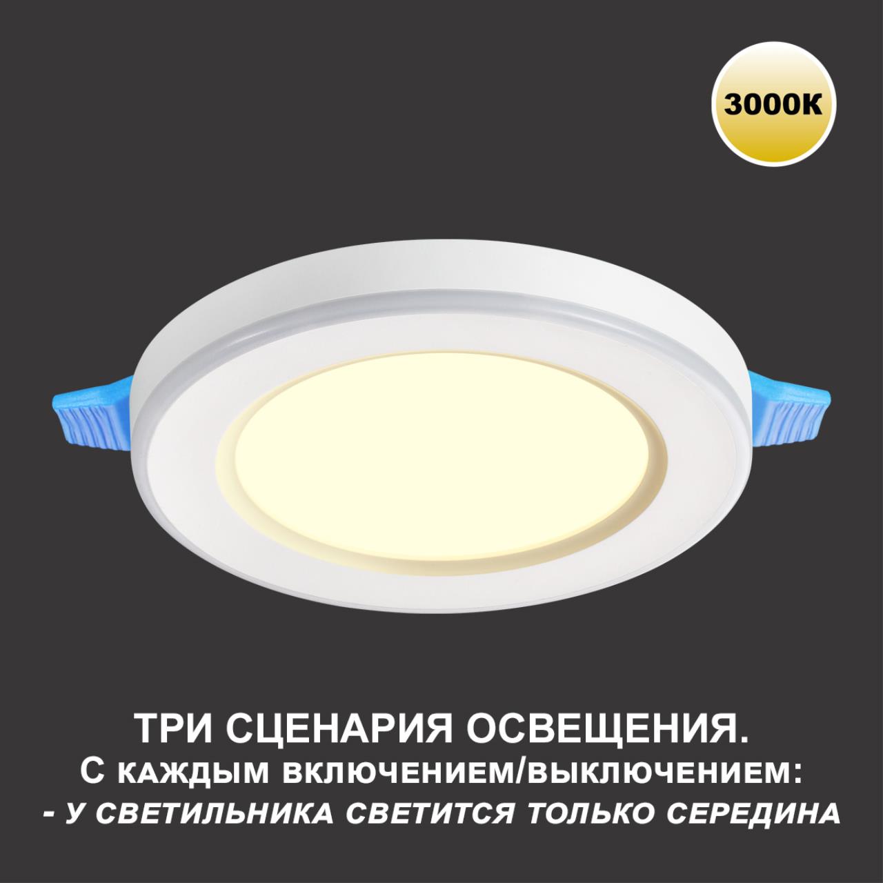Светильник встраиваемый светодиодный (три сценария работы) NOVOTECH SPOT SPAN белый LED*1 12W+4W 3000К