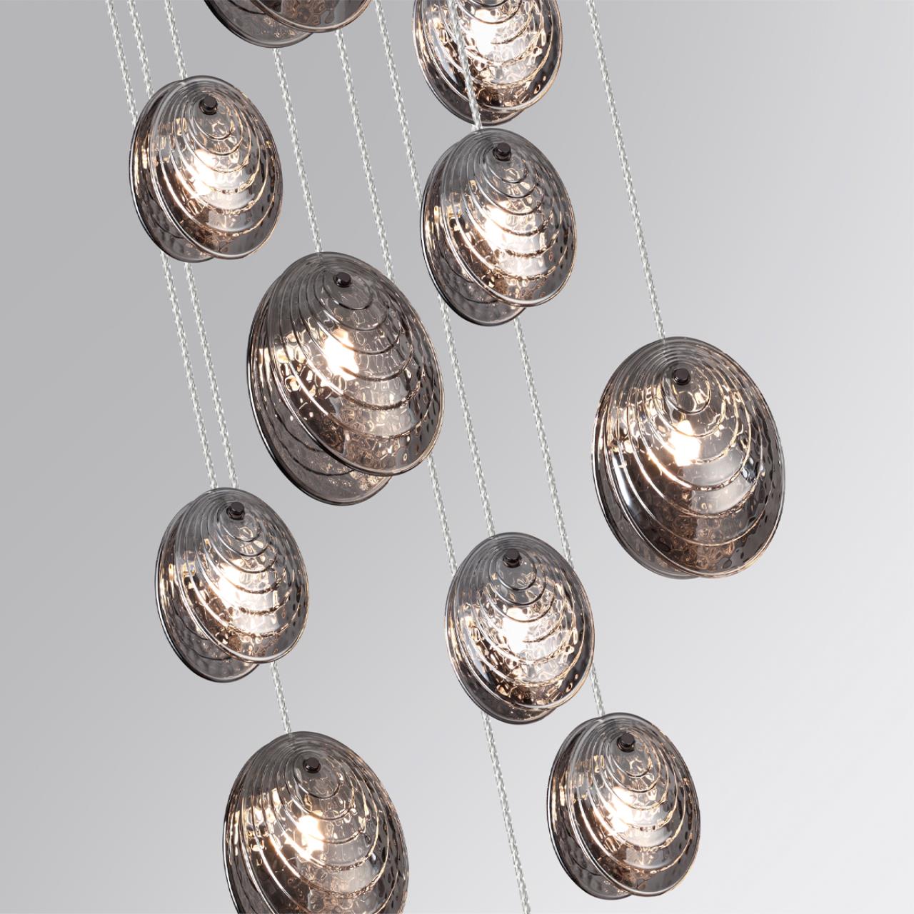 Люстра каскадная ODEON LIGHT MODERN MUSSELS черный, дымчатый G9*11 10W