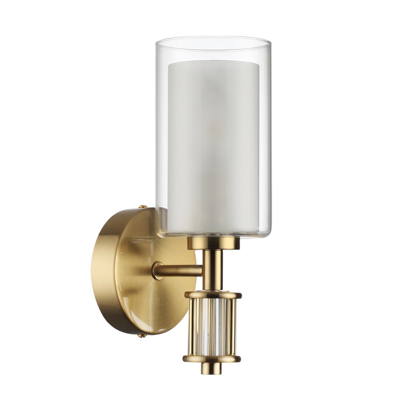 Бра ODEON LIGHT CLASSIC SAGA античная бронза, латунь E14*1 10W плафон прозрачный; белый