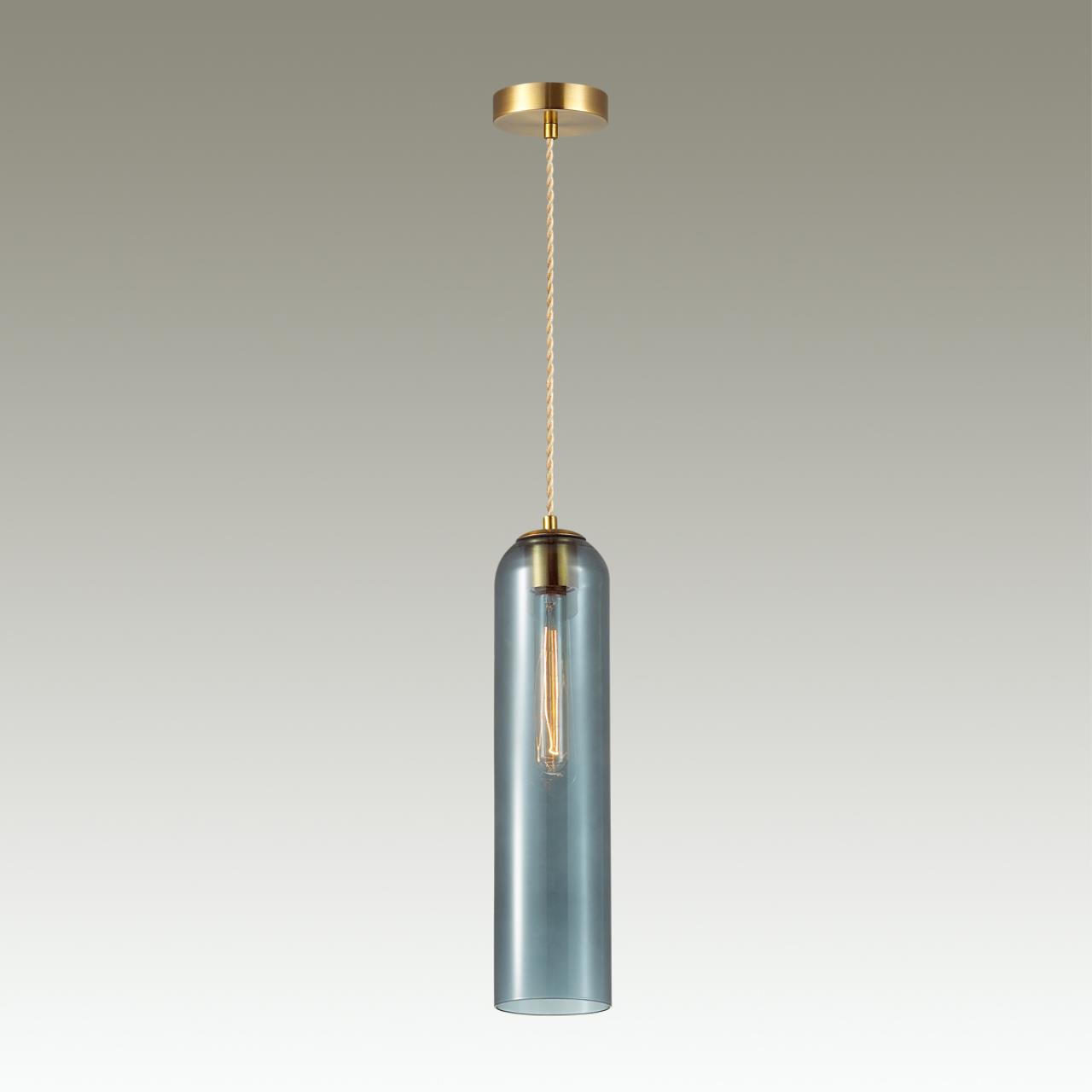Подвес ODEON LIGHT PENDANT VOSTI золотой E27*1 10W плафон синий