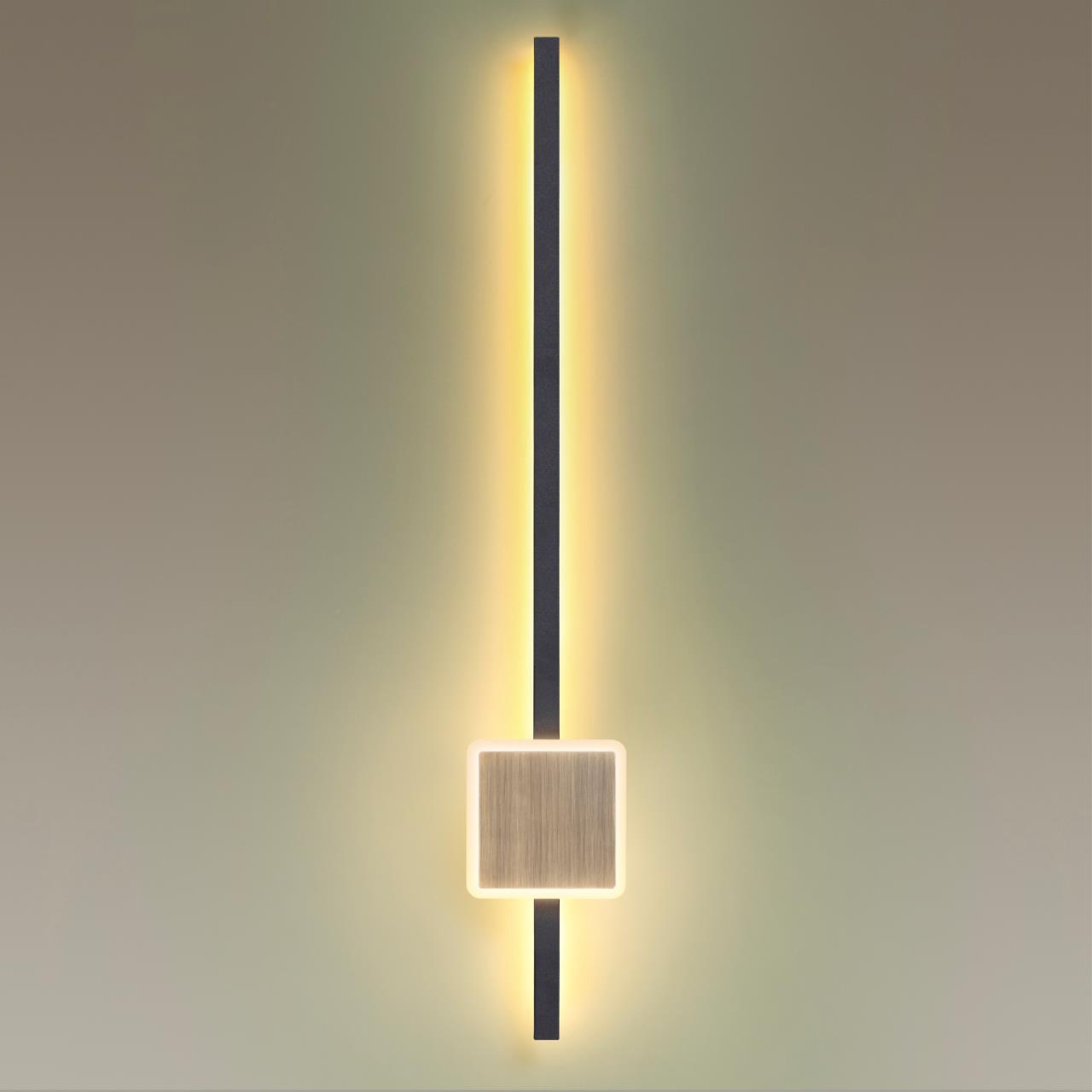 Настенный с лучами ODEON LIGHT HIGHTECH STILO черный LED*1 18W 3000К квадрат