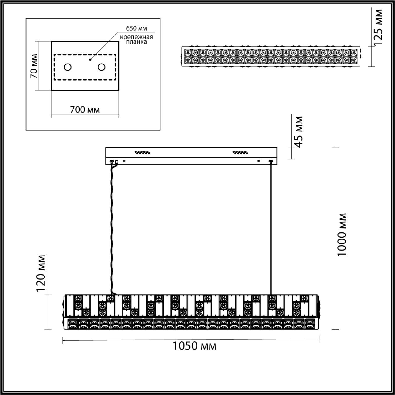 Люстра линейная ODEON LIGHT HALL CROSSA золотой