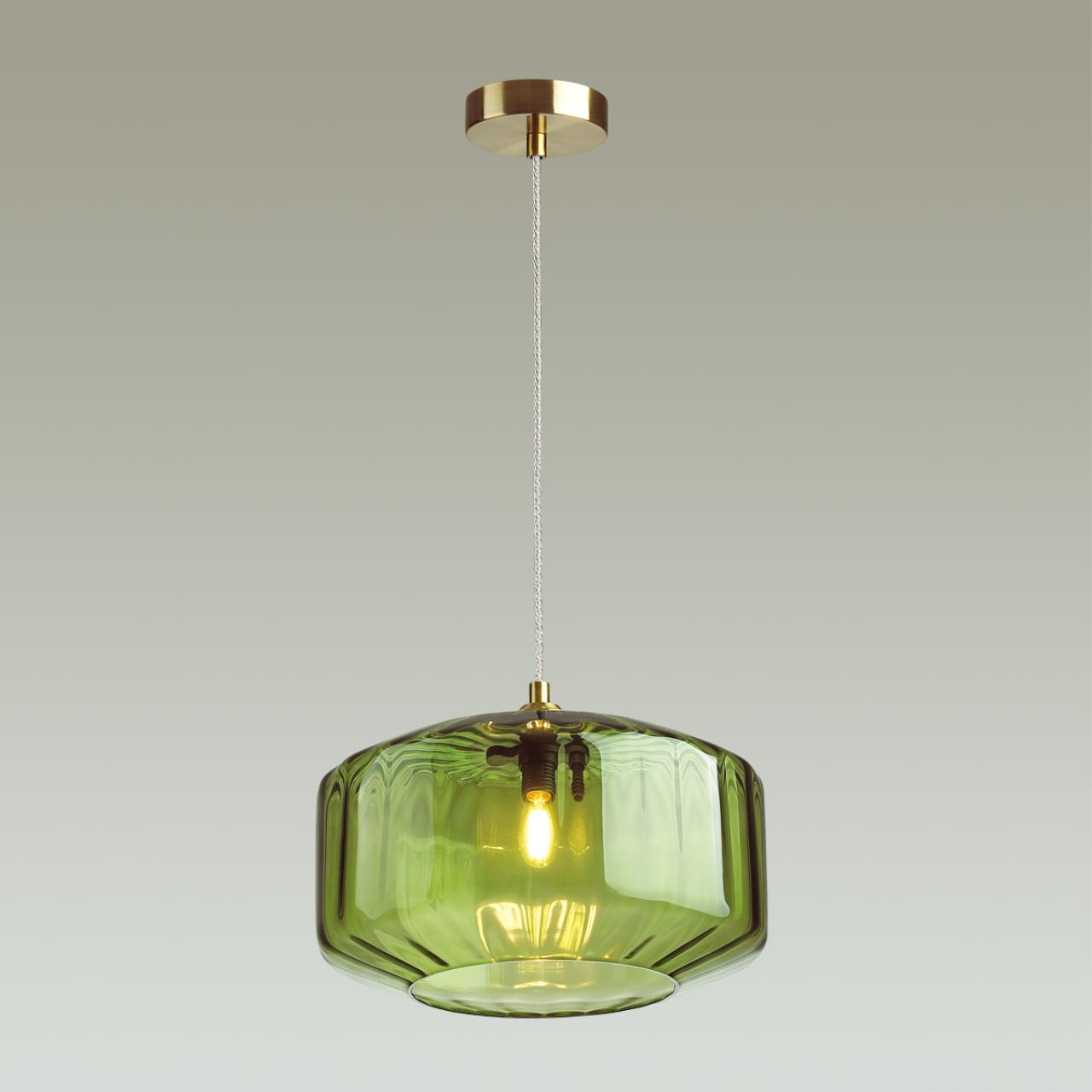 Подвес ODEON LIGHT PENDANT BINGA бронзовый E27*1 10W плафон зеленый