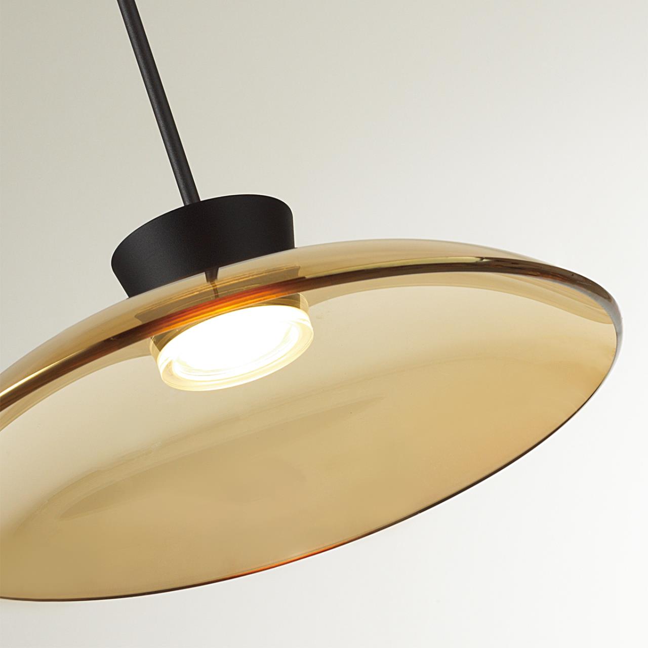 Подвес ODEON LIGHT L-VISION SAUCER черный LED*1 9W 3000К плафон янтарный