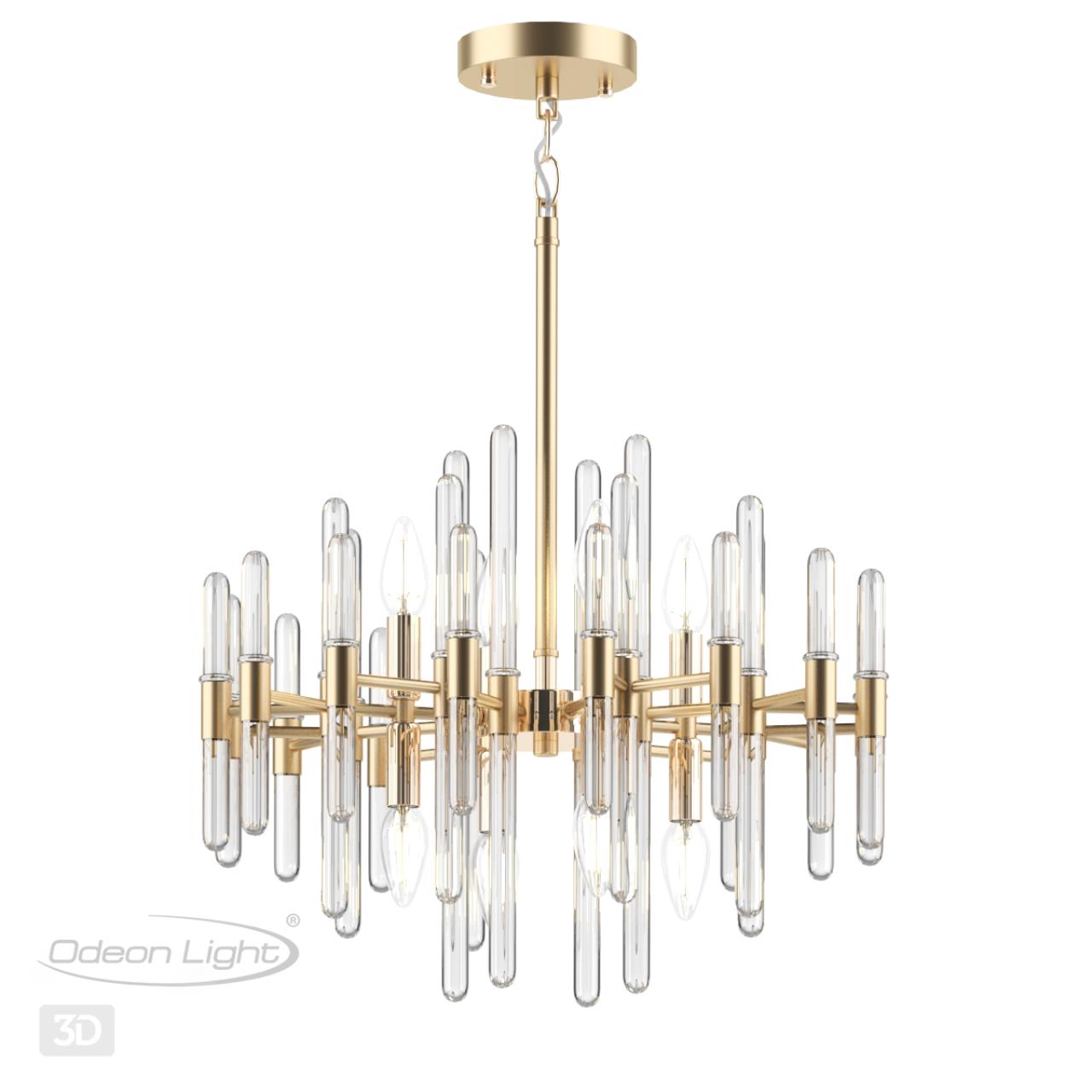 Люстра ODEON LIGHT HALL STIKA золотой E14*8 10W