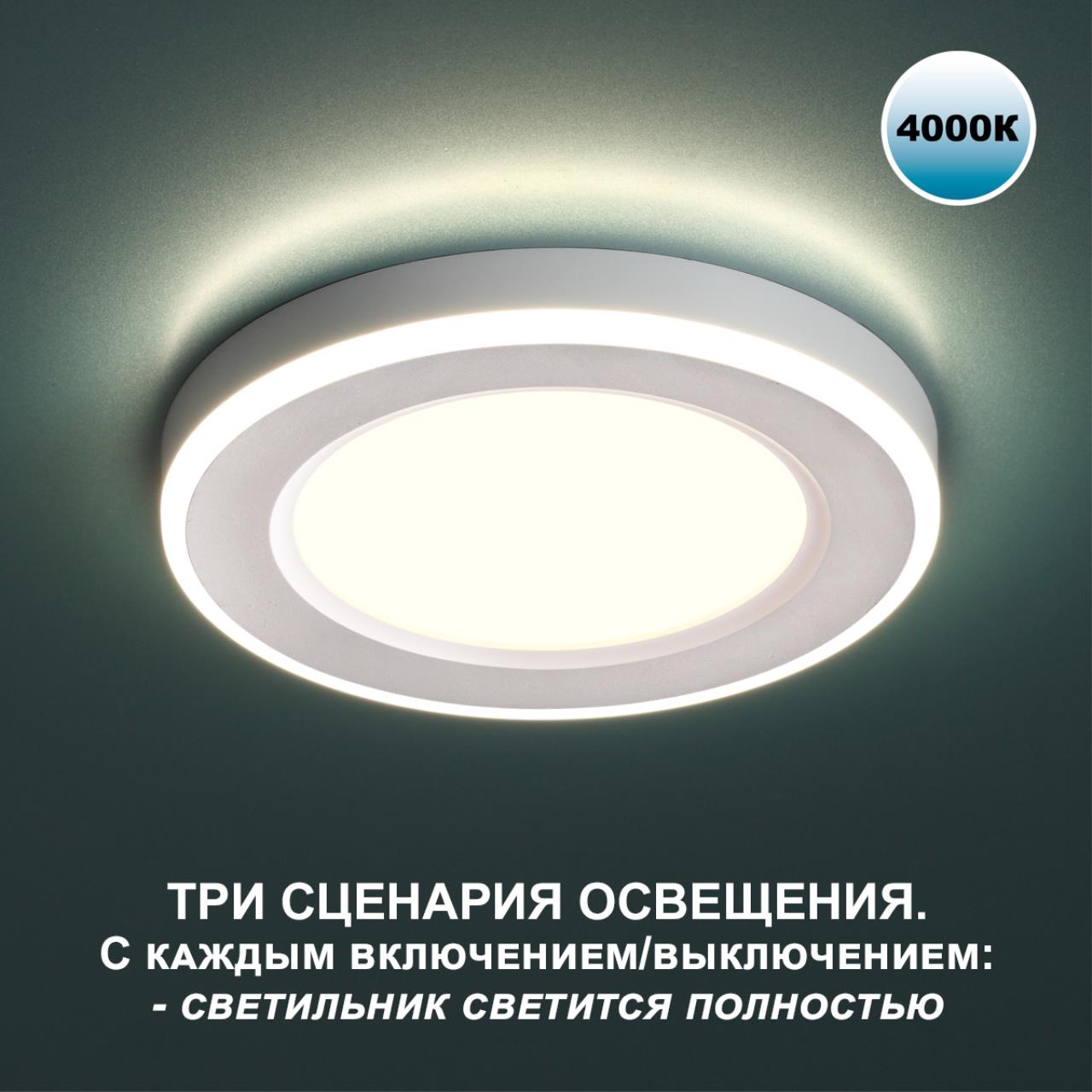 Светильник встраиваемый светодиодный (три сценария работы) NOVOTECH SPOT SPAN белый LED*1 12W+4W 4000+4000К
