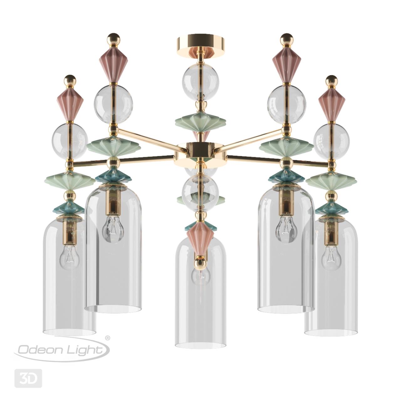 Люстра потолочная ODEON LIGHT EXCLUSIVE CLASSIC BIZET золотой E14*5 10W