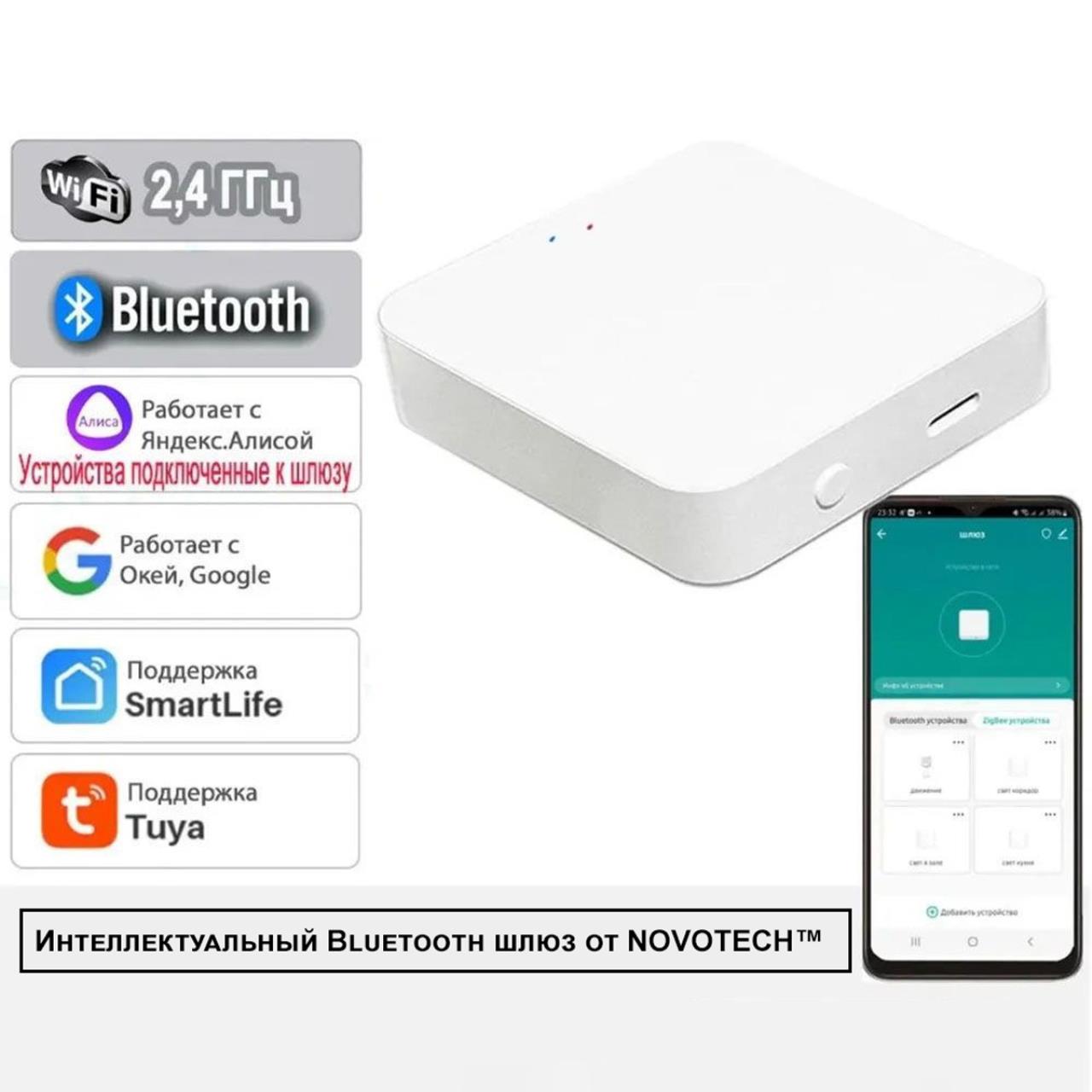 Интеллектуальный Bluetooth-шлюз Tuya Smart Life для умного дома NOVOTECH GATE GLAT белый