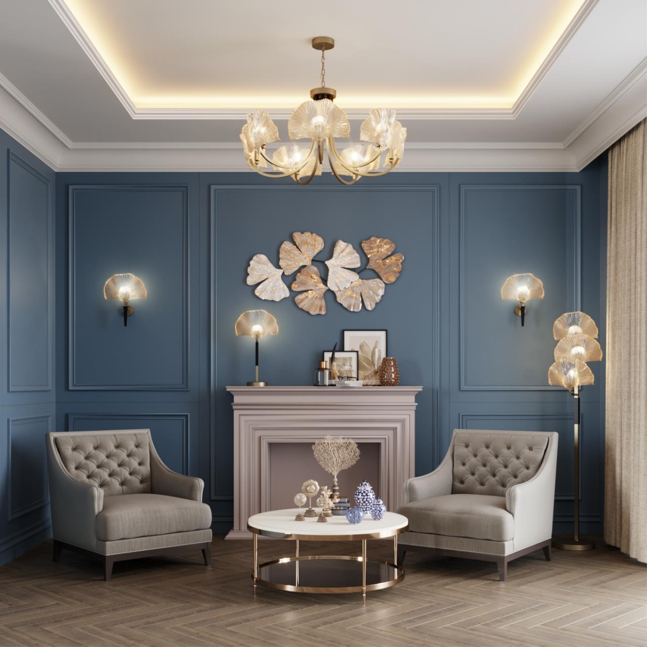 Торшер ODEON LIGHT EXCLUSIVE HALL VENTAGLIO золотой