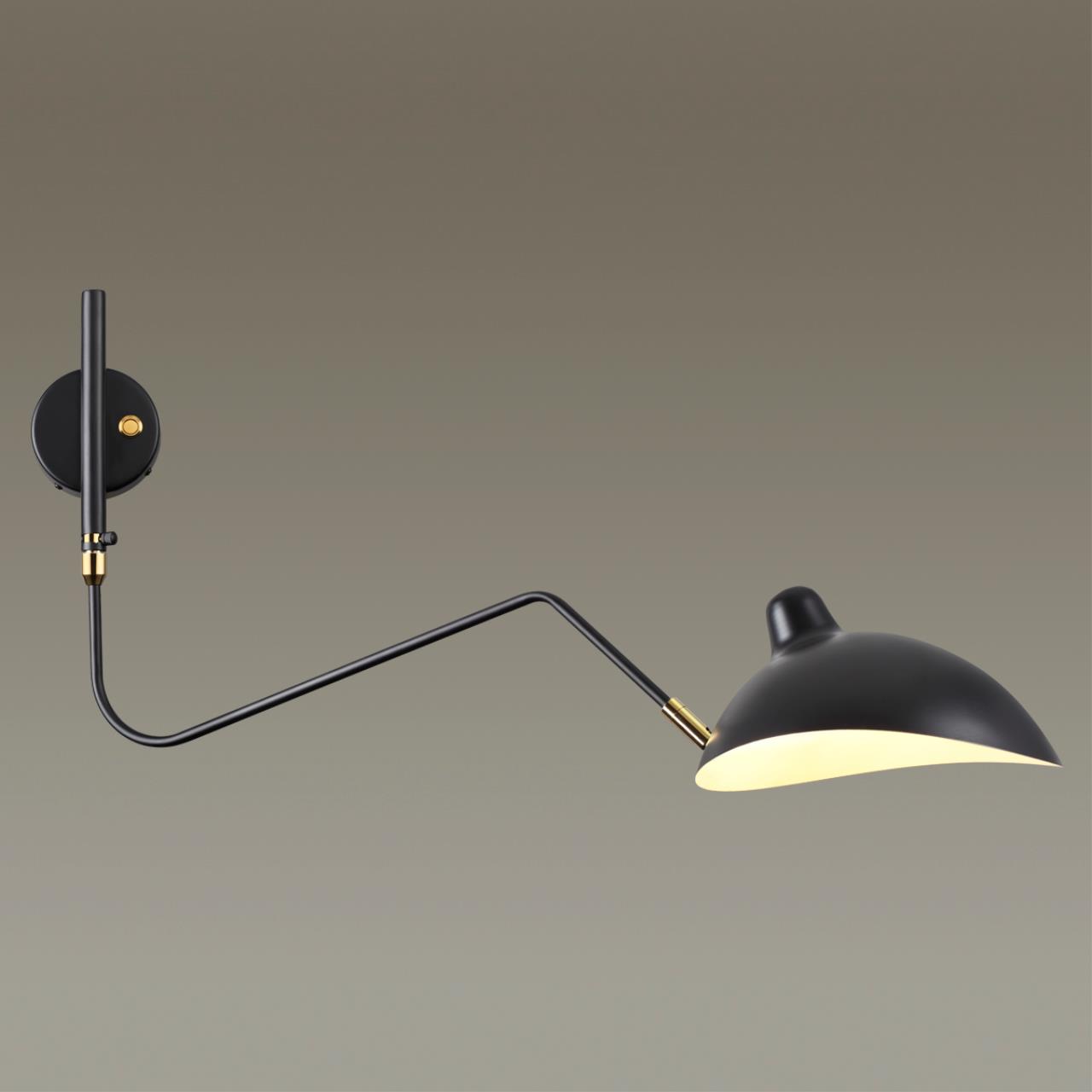 Настенный светильник на кронштейне ODEON LIGHT WALLI KERBI черный, золотой E27*1 10W