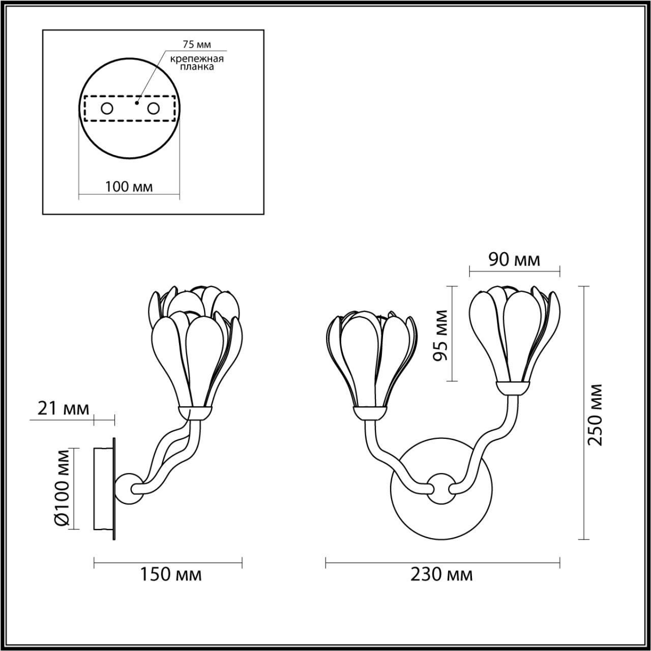 Бра ODEON LIGHT MODERN GARDI черный G4*2 10W