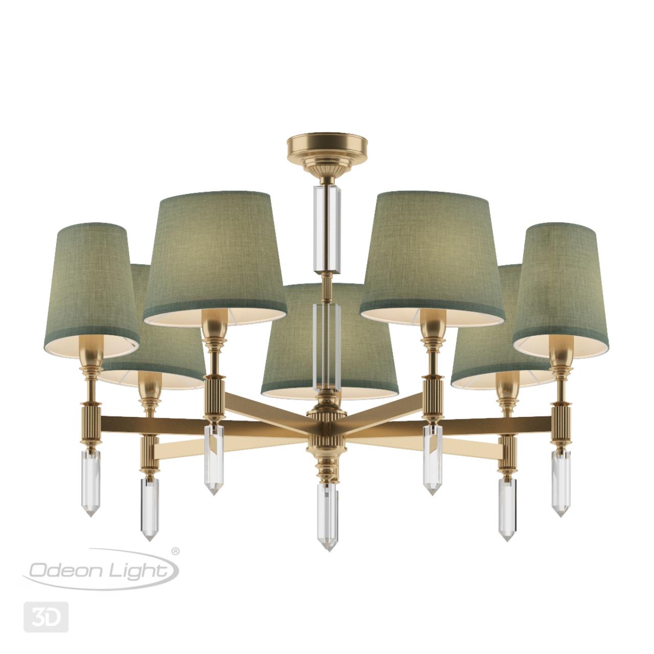 Люстра ODEON LIGHT EXCLUSIVE MODERN LONDON бронзовый E14*7 10W плафон зеленый