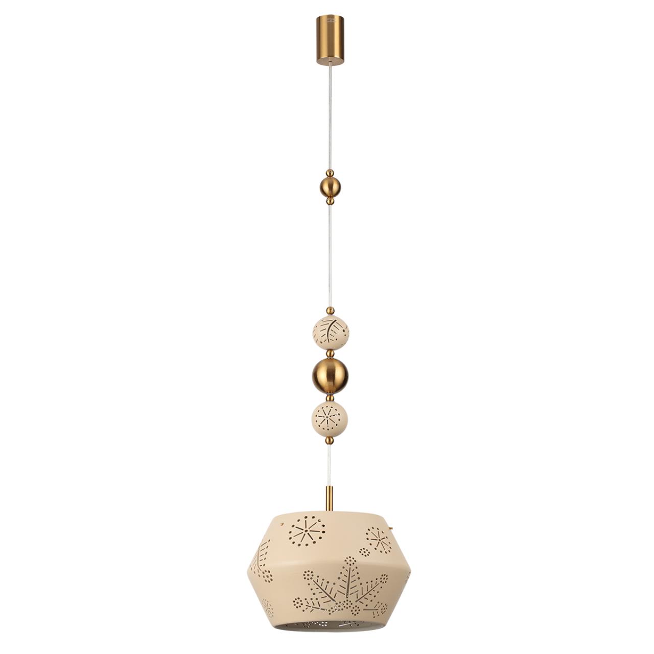 Подвес ODEON LIGHT EXCLUSIVE PENDANT KARELIA латунь E27*1 10W плафон бежевый