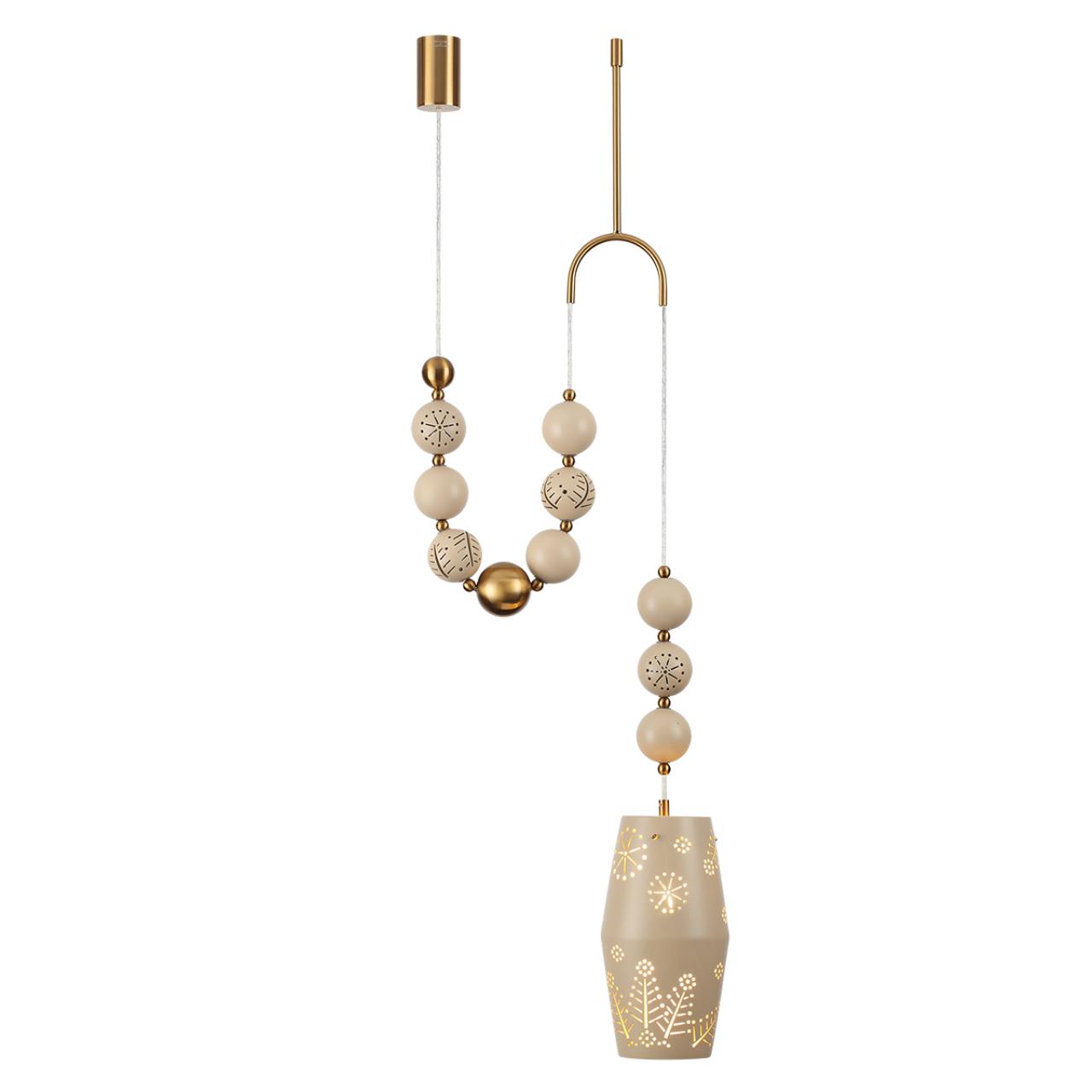 Подвес с держателем ODEON LIGHT EXCLUSIVE PENDANT KARELIA латунь E27*1 10W плафон бежевый