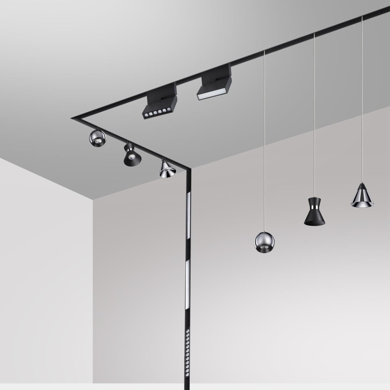 Трековый светильник для низковольного шинопровода NOVOTECH SHINO FLUM черный LED*1 24W 4000К 490 мм опал
