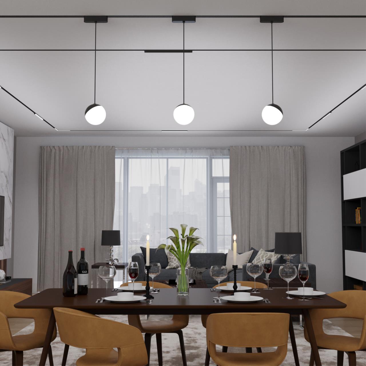 Подвес трековый светодиодный для низковольтного шинопровода NOVOTECH SHINO SMAL черный LED*1 10W 3000К плафон белый