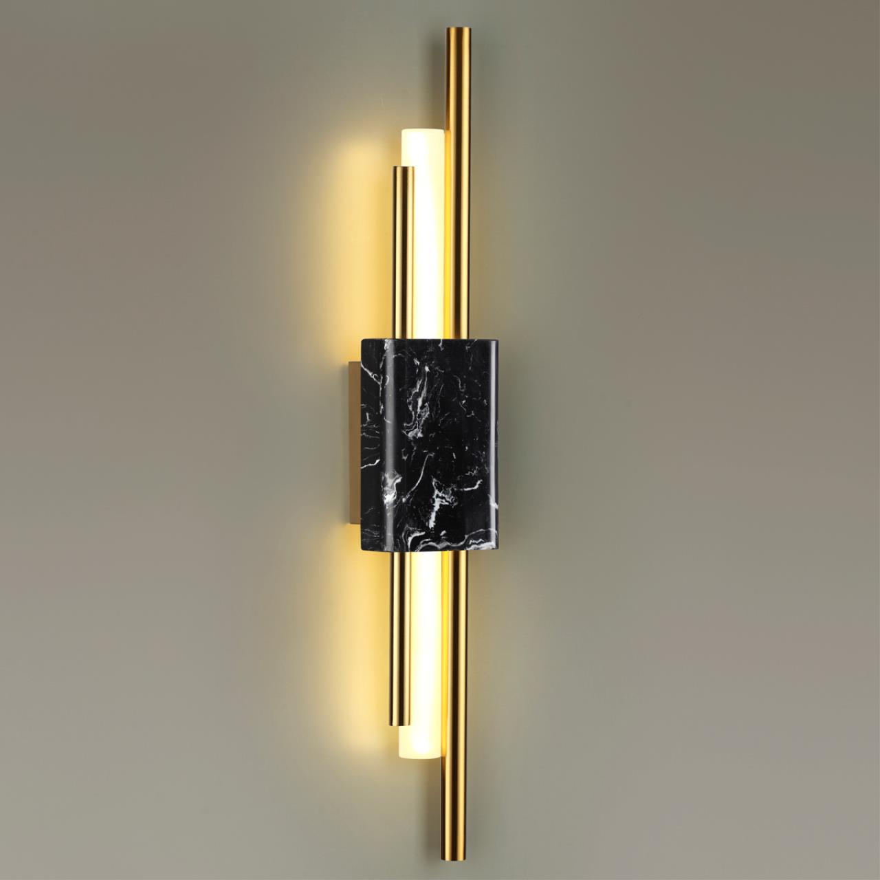 Настенный светильник ODEON LIGHT MIDCENT MARMI золотой, черный мрамор LED*1 1*10W 3000К плафон