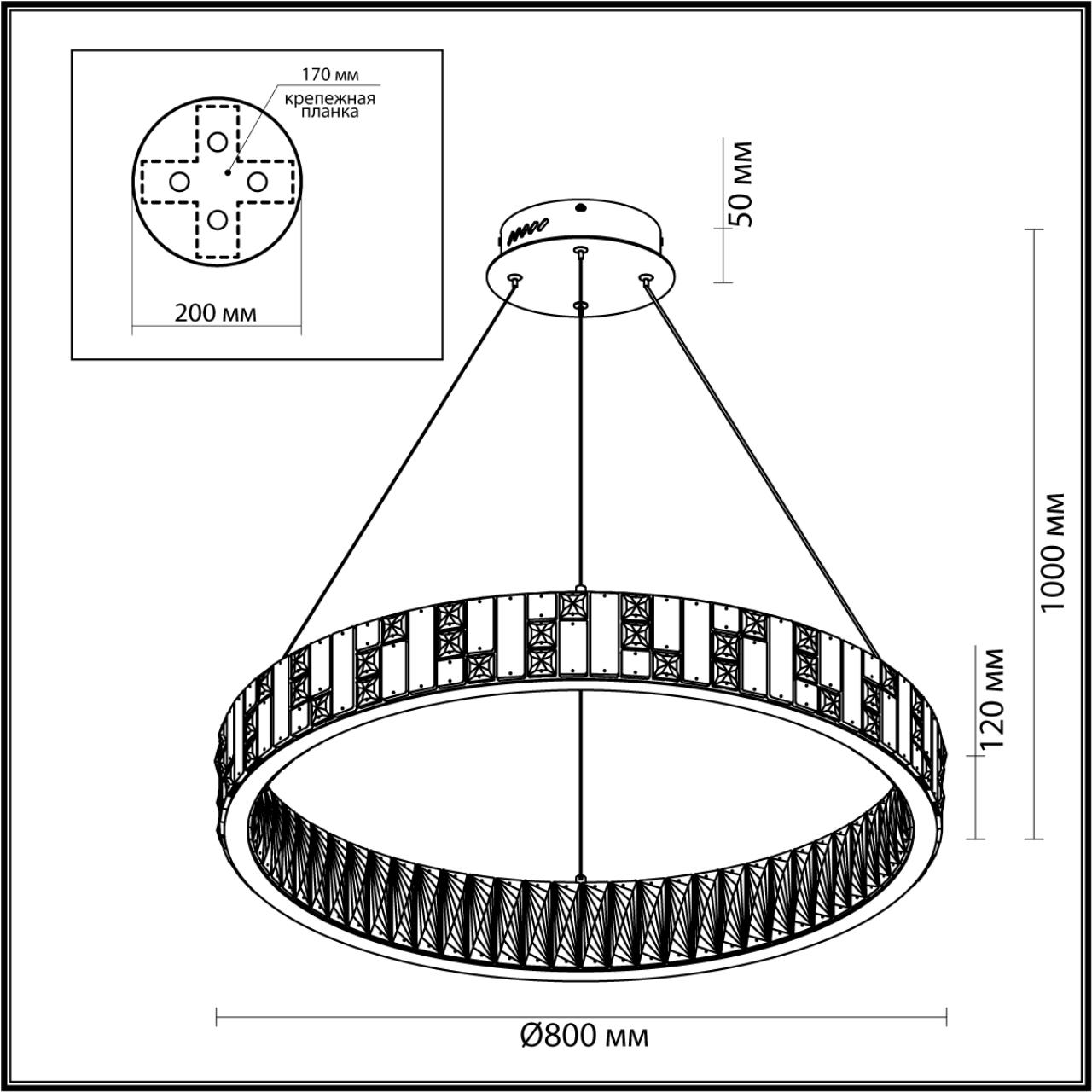Люстра ODEON LIGHT HALL CROSSA золотой LED*1 80W