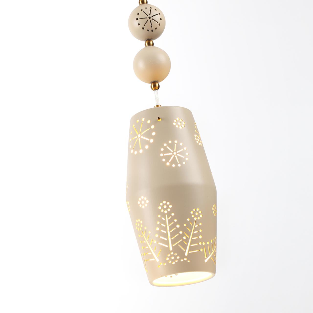 Подвес с держателем ODEON LIGHT EXCLUSIVE PENDANT KARELIA латунь E27*1 10W плафон бежевый