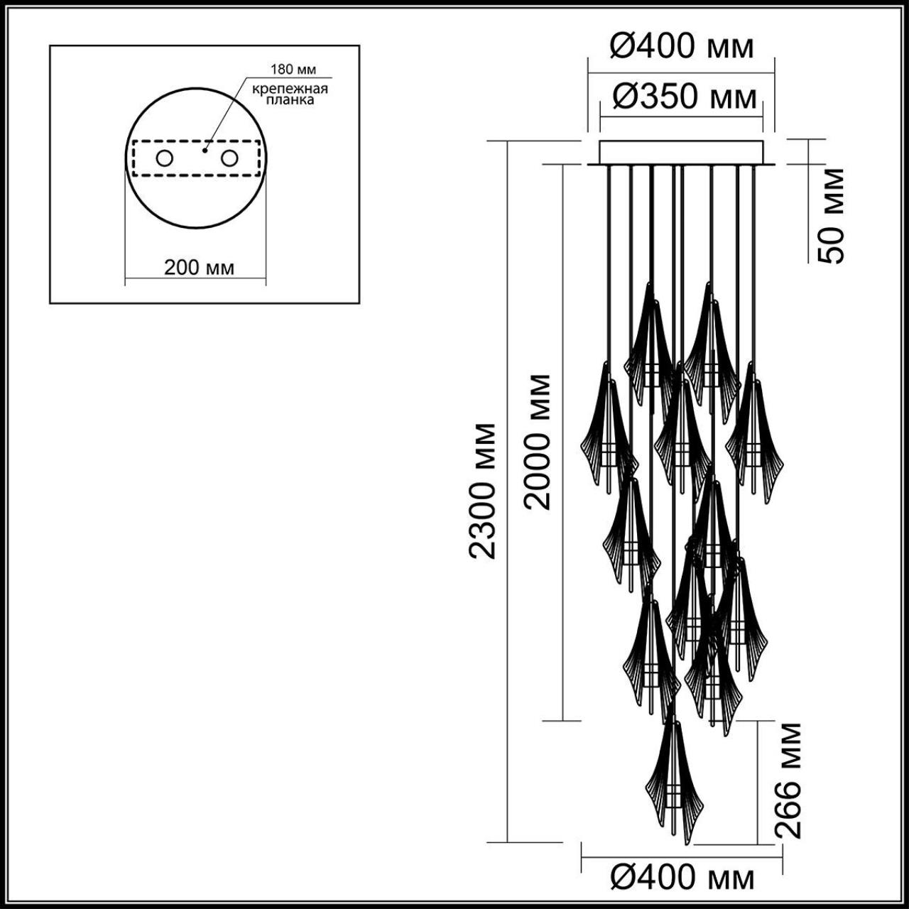 Люстра каскадная ODEON LIGHT EXCLUSIVE L-VISION AFALINA черный LED*12 12*5.75W