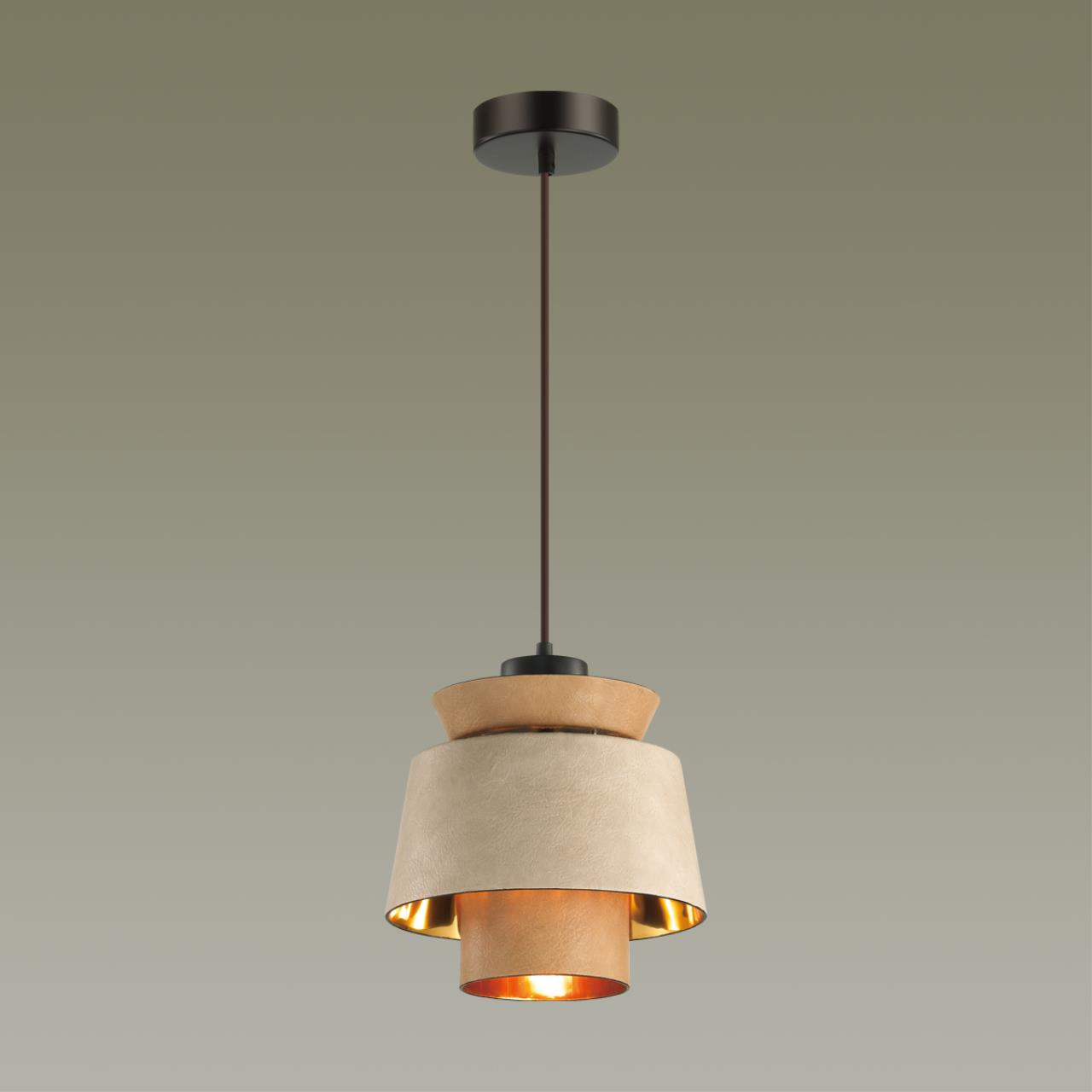 Подвес ODEON LIGHT PENDANT KRESSA черный E27*1 10W плафон бежевый; золотой