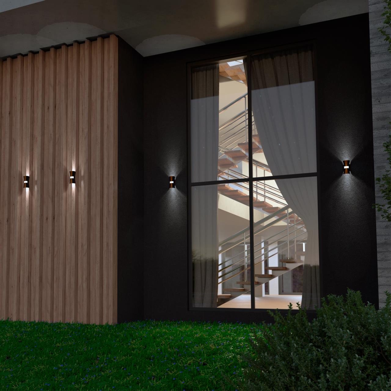 Уличный фасадный светильник NOVOTECH STREET CALLE черный, золотой