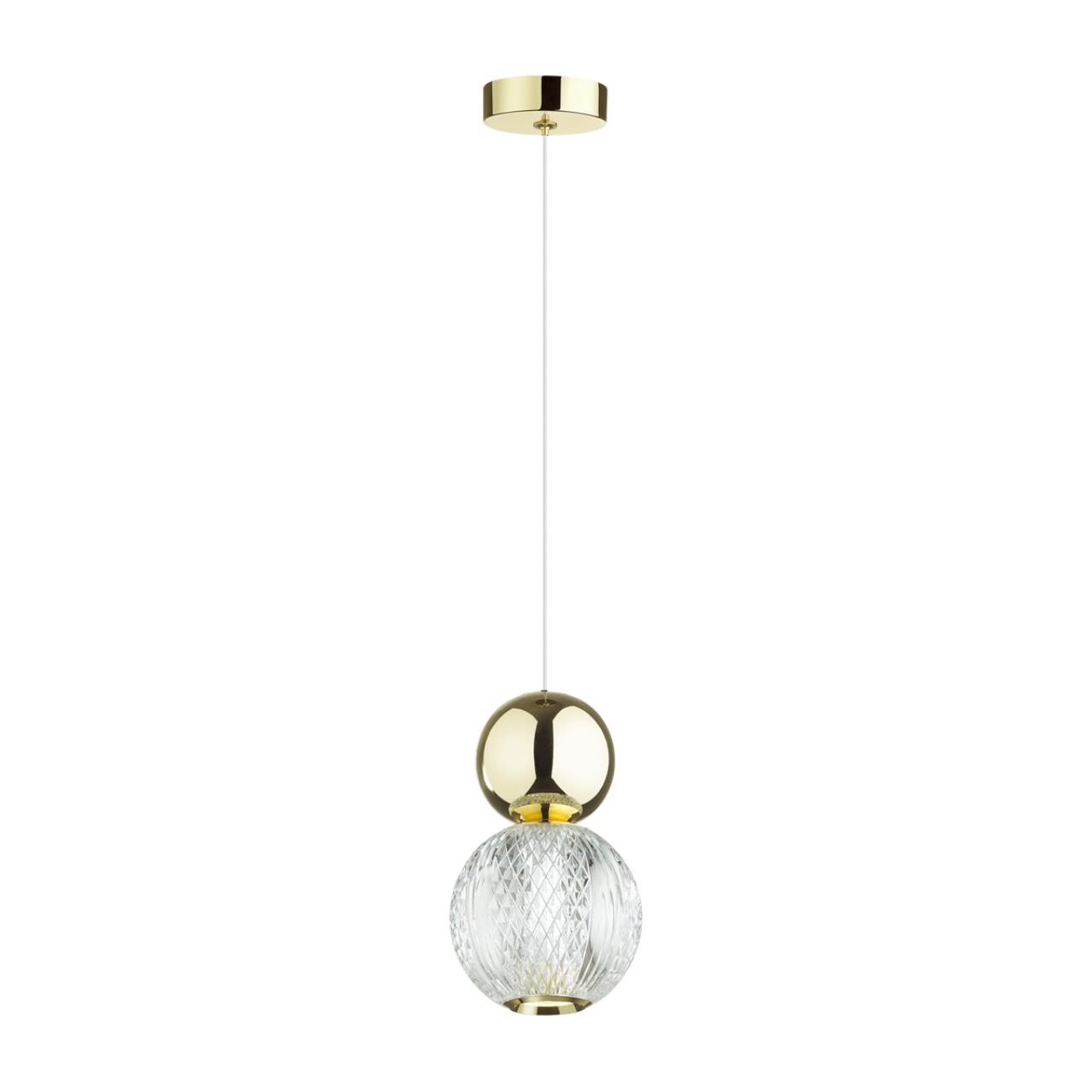 Подвес ODEON LIGHT L-VISION CRYSTAL золотой LED*1 7W 4000К плафон прозрачный