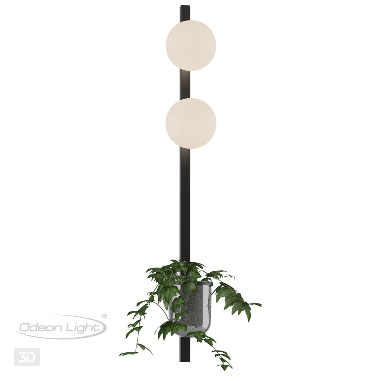 Настенный светильник ODEON LIGHT WALLI FLOWER черный E14*2 10W  970 мм