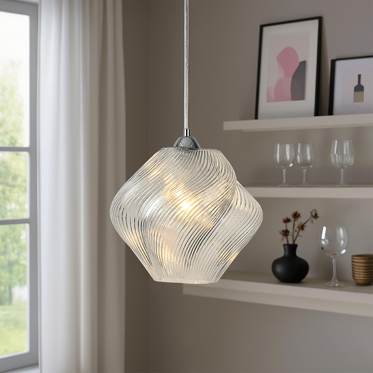 Подвес LUMION MODERNI TIDE хром E27*1 10W плафон прозрачный
