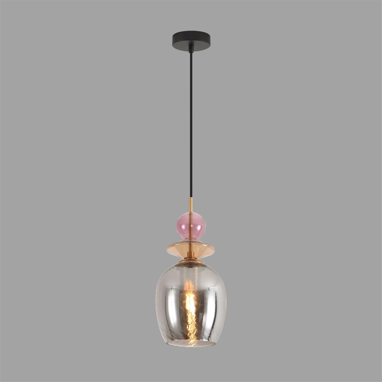 Подвес LUMION MODERNI IRIME черный E27*1 10W плафон серый; янтарный; цветной