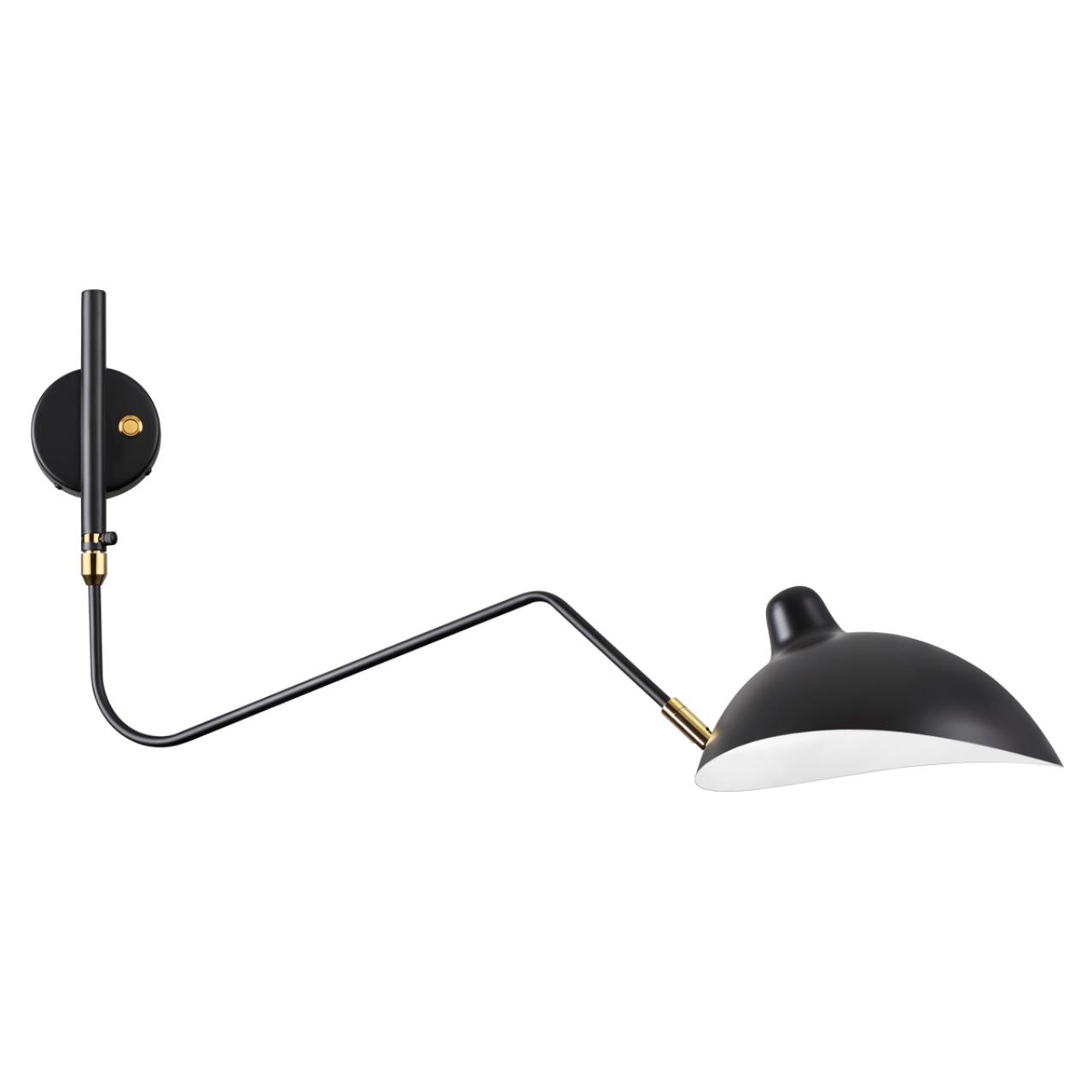 Настенный светильник на кронштейне ODEON LIGHT WALLI KERBI черный, золотой E27*1 10W