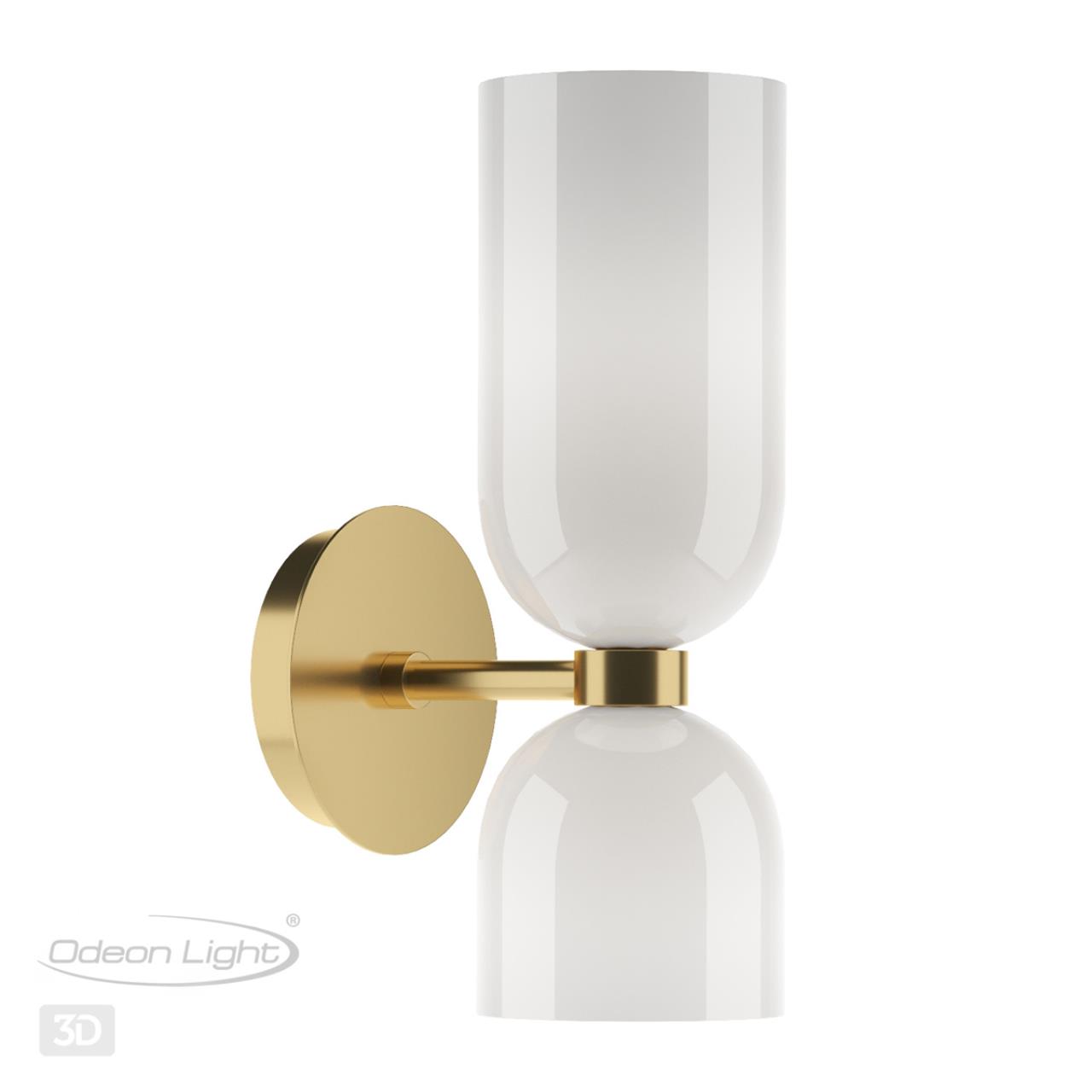 Бра с выключателем ODEON LIGHT MIDCENT ORINOCO бронзовый E14*2 10W плафон белый