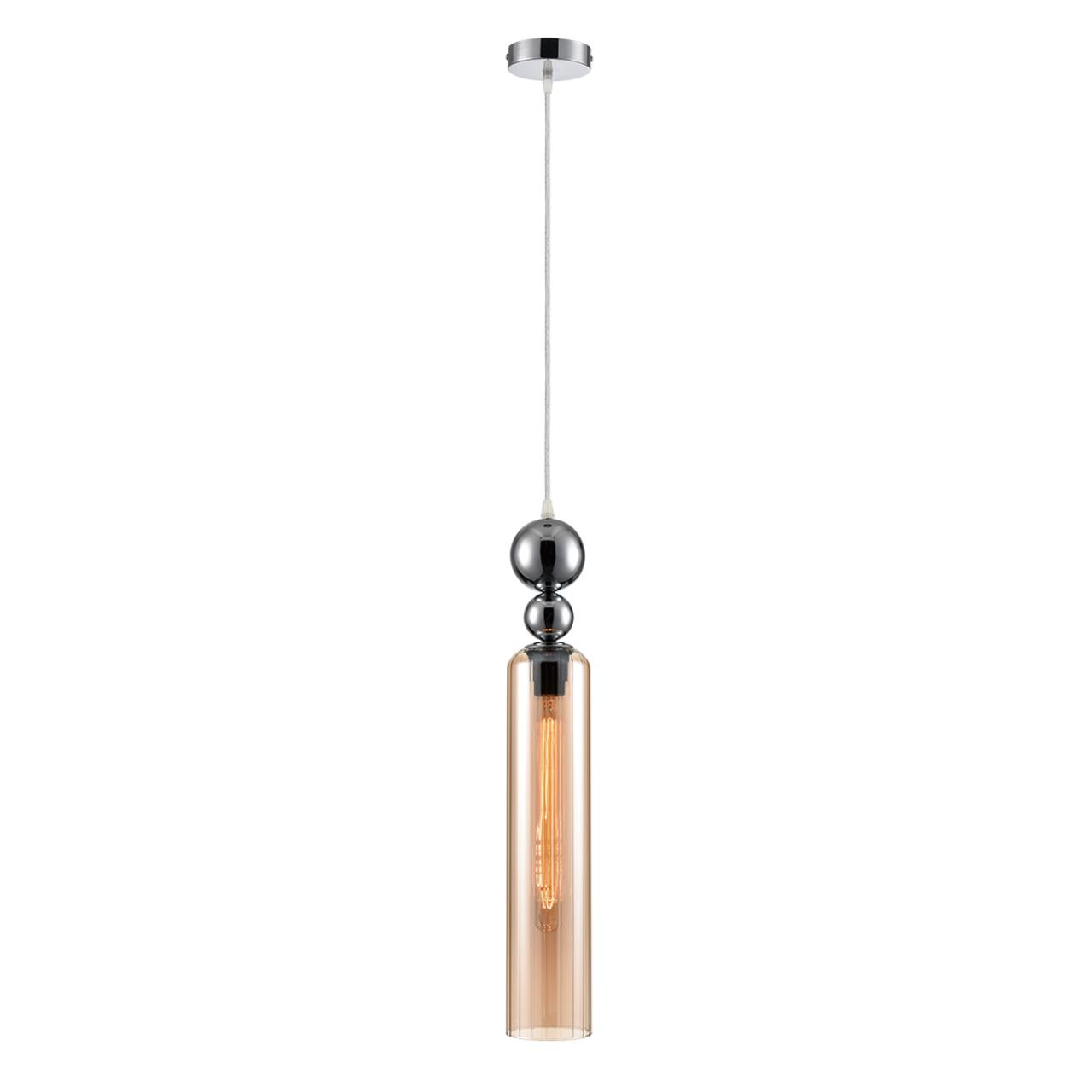 Светильник подвесной LUMION MODERNI LORENZO хром E27*1 10W плафон янтарный