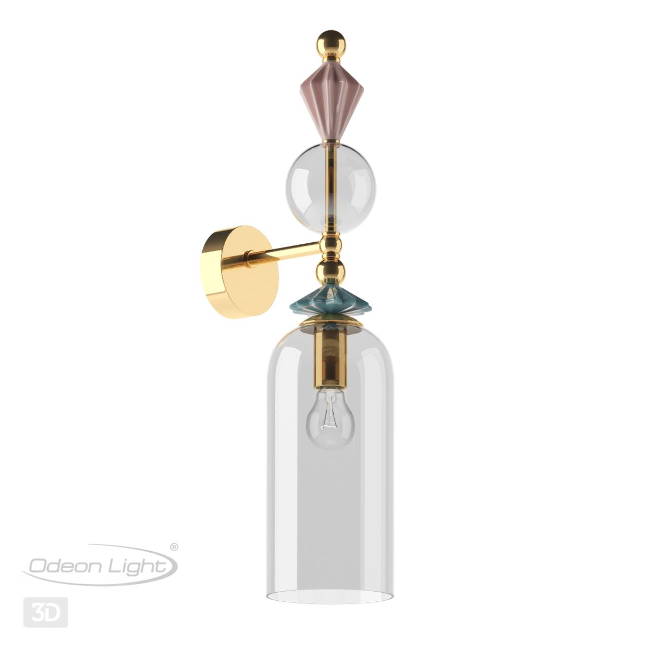 Бра ODEON LIGHT EXCLUSIVE CLASSIC BIZET золотой E14*1 10W плафон прозрачн
